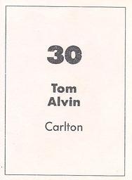 1990 Select AFL Stickers #30 Tom Alvin Back